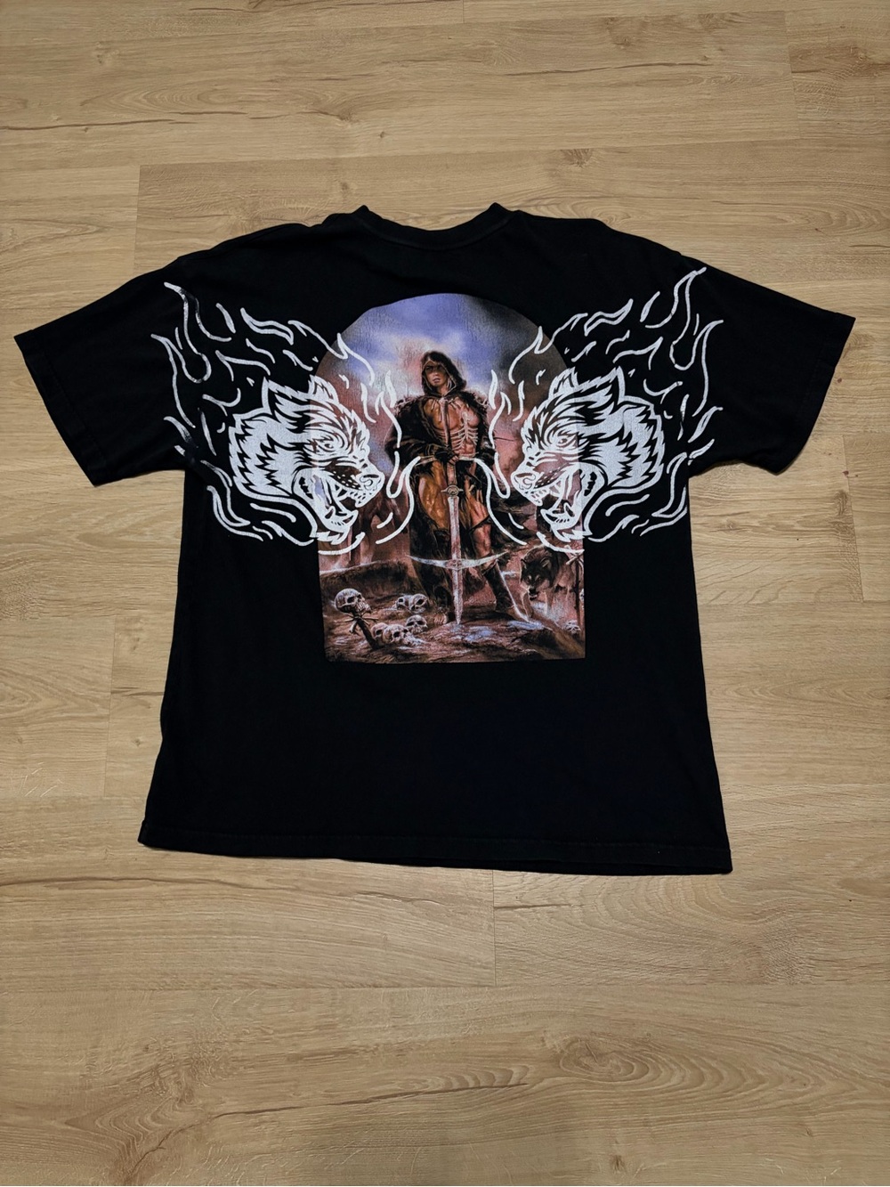Darc Sport Black Graphic Warrior & Twin Wolves Tee